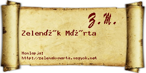 Zelenák Márta névjegykártya