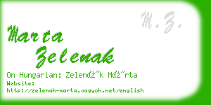 marta zelenak business card